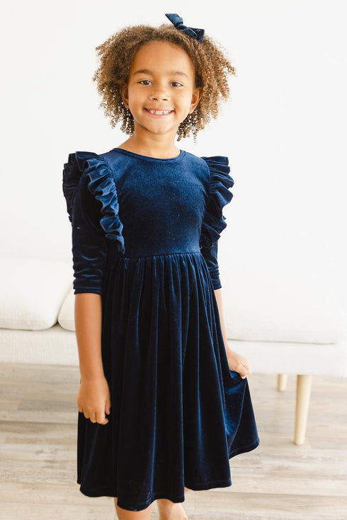 navy-velvet-ruffle-twirl-dress Mila &  Rose - Sophia's Style--4T--5